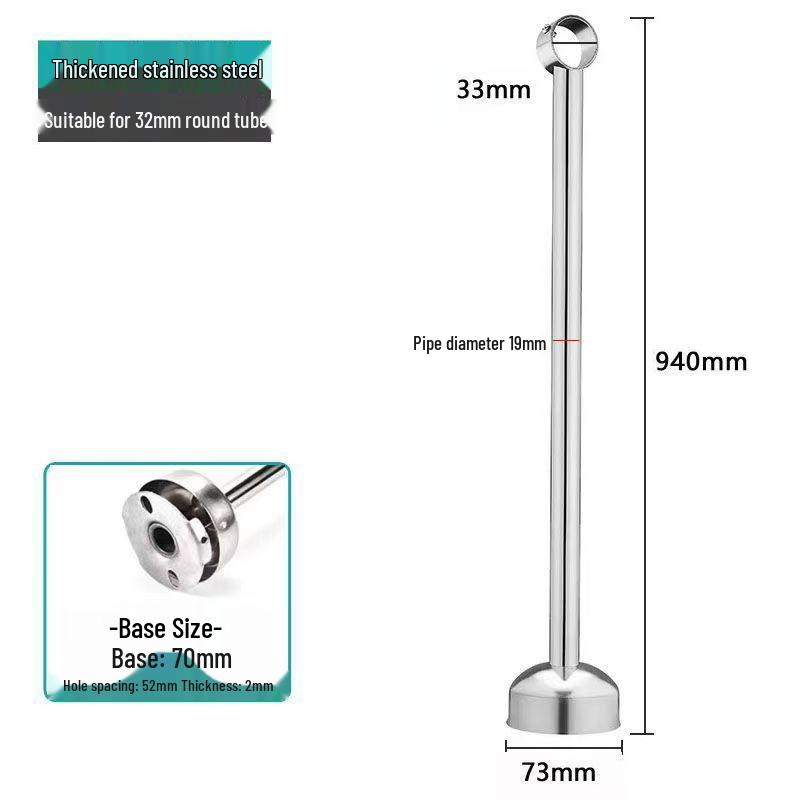 Extra Long Thick Stainless Steel Ceiling-Mounted Clothes Drying Rod Flange Bracket
