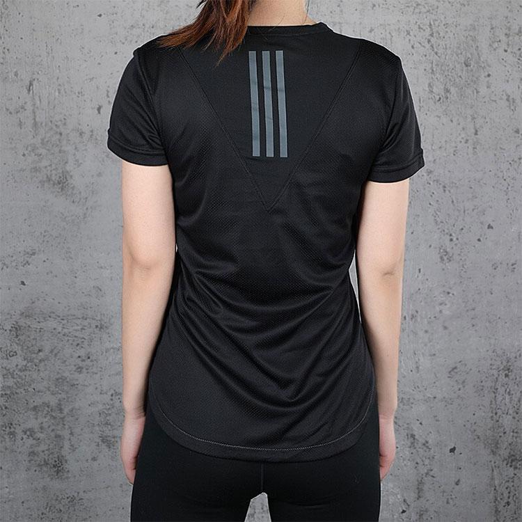 Adidas Solid Color Sports Short Sleeve T-Shirt Women Tops Black FK9615