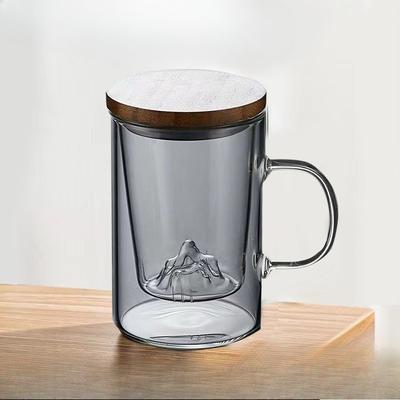 Transparent Heat-resistant and Anti-scalding Glass Straight Tube Guanshan Cup Japanese Simple Filter with Lid Office Household Teacup Set