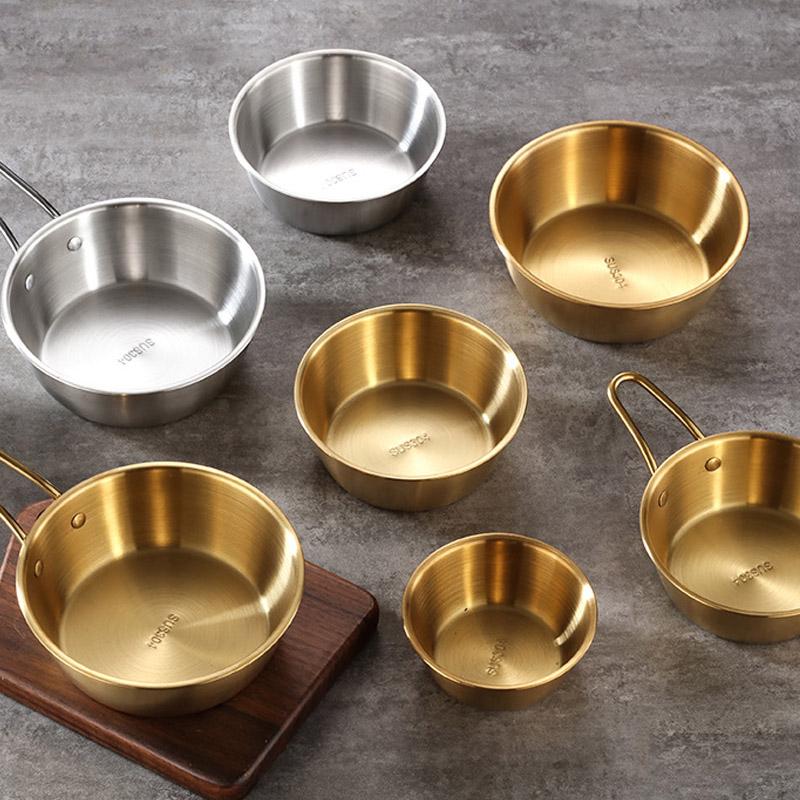 304Stainless Steel Household Korean Cuisine Bowl With Handle Rice Wine Bowls Sauce Seasoning Dish Food Serving Kitchen Tableware