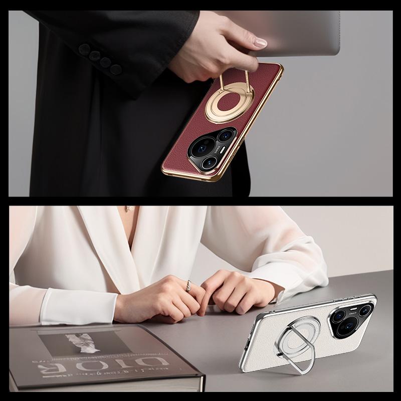 Miljøvennlig Vegansk Lær Skjult Støtte Etui For Huawei P60 Pro Art Pura 70 Ultra Pro+Plus Magnetisk Deksel Luksus Business Skall