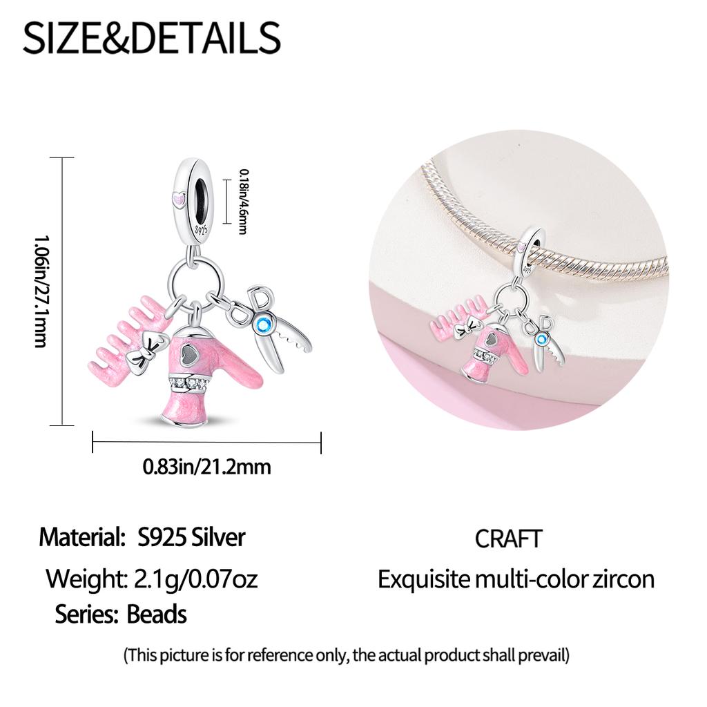 Original Charms  Copper Combhair Dryer Scissors Beads Fit Charms Plata  Bracelets For Women Women Jewelry Making Diy