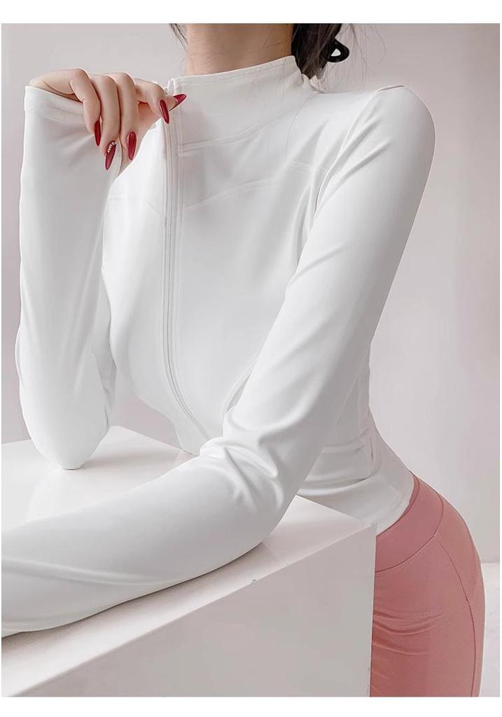 Women's Quick-Dry Yoga Jacket - Long Sleeve, Zipper, UV Protection Fitness Cardigan