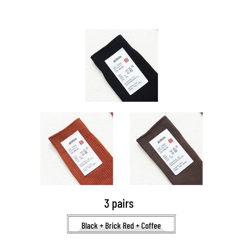 Muji-Style Men's Retro Stripe Mid-Calf Cotton Socks for Spring/Autumn
