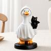 DYS Halloween Goose Figurine, Witch Hat Resin Ornament, Cute Ghost Statue for Tabletop Mantel Shelf Holiday Decoration