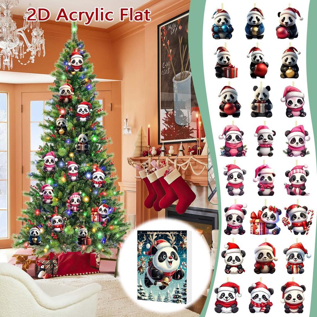 Christmas Panda Countdown Calendar With Acrylic Components And Festive Collectible Items