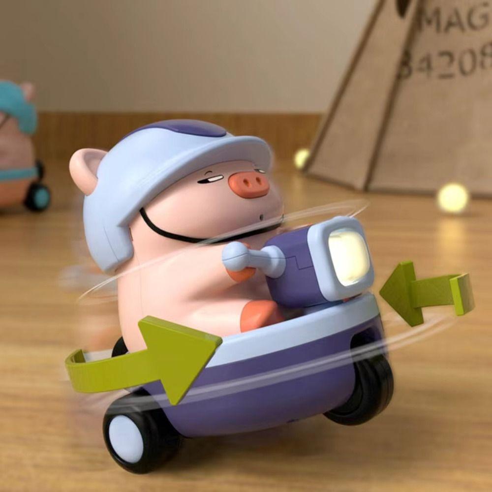 Interactive Pig Stunt Three-wheeled Car Toys Sound And Light Children Fun Motorcycle  Birthday Gift
