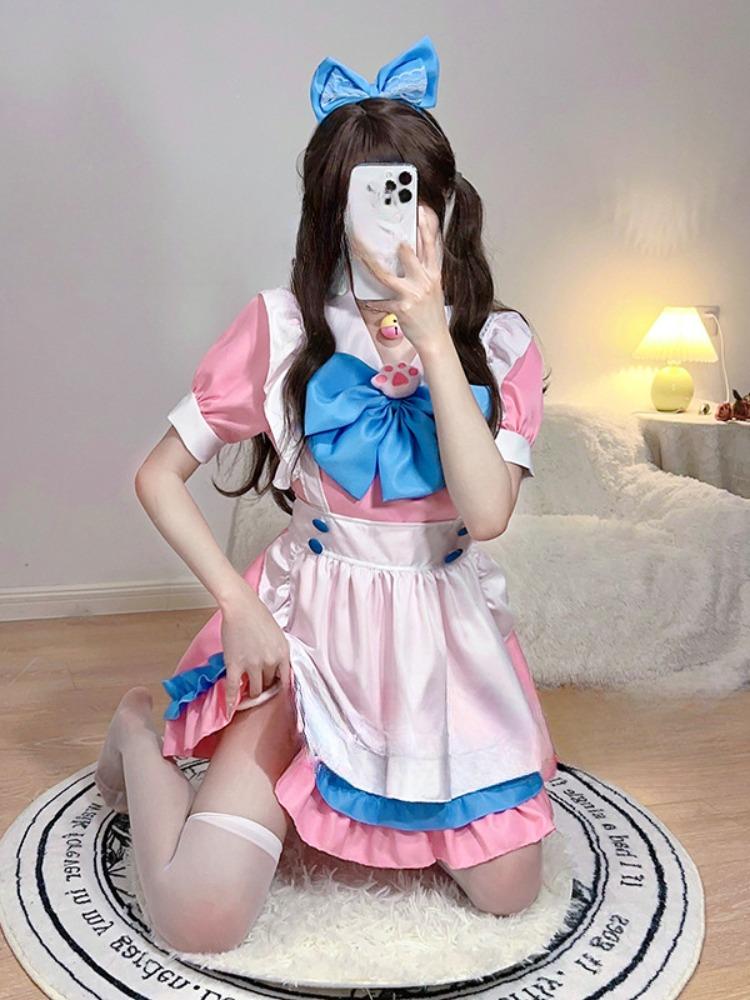 Women Sexy Lingerie Costume French Apron Maid Dress Cosplay Servant Lolita Hot Babydoll Dress Uniform Erotic Role Play Costume