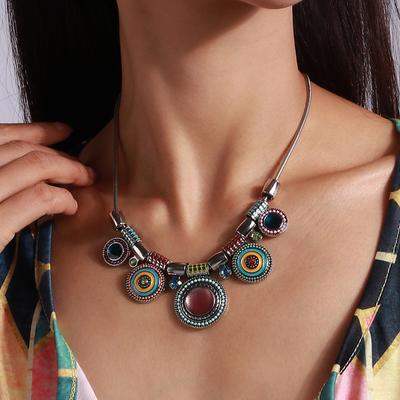 Gioielli Trendy Stile Bohemien Gioielli Vintage Ingrosso Collana Girocollo con Pietre Charm da Donna Collane Statement Retro Ciondoli Regalo