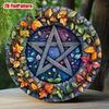 Vintage Pentagram Metal Wall Art Round Aluminum Sign Gothic Home Decor Halloween Christmas Gift