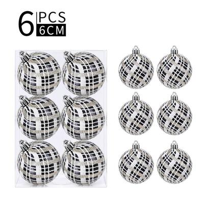 6pcs 6/8cm Painted Christmas Balls Pendant Retro Shiny Xmas Tree Ornaments Reusable Shatterproof Electroplated Hanging Balls