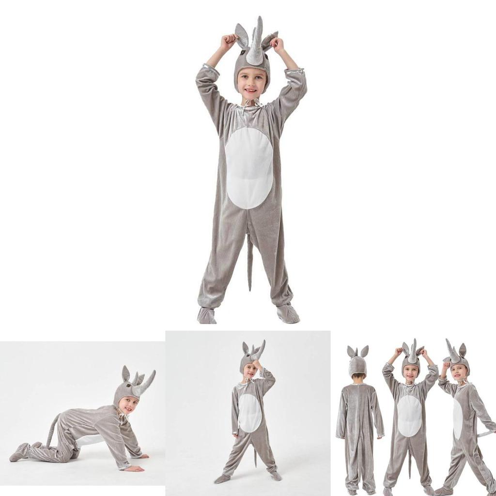 Cute Unisex Childrens Rhinoceros Animal Costume For Halloween Or Role Play In Polyester