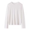 Women's 100% Wool Round Neck Pullover Long Sleeve Sweater - Versatile and Casual Solid Color Knit