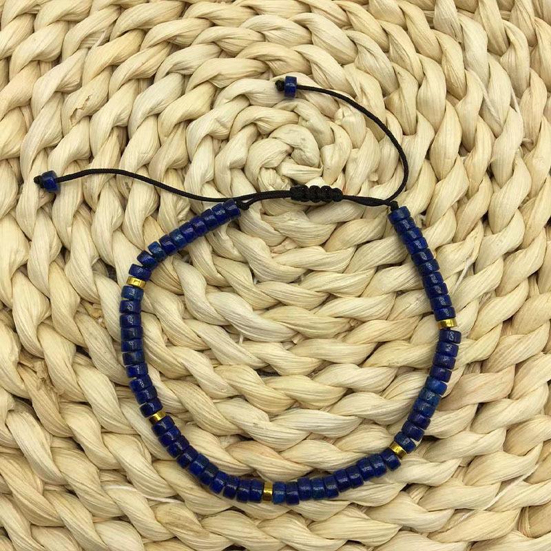 Adjustable Natural Stone Partition Beads Woven Bracelet - Fashionable Women's Bracelet Made of Woven Rope