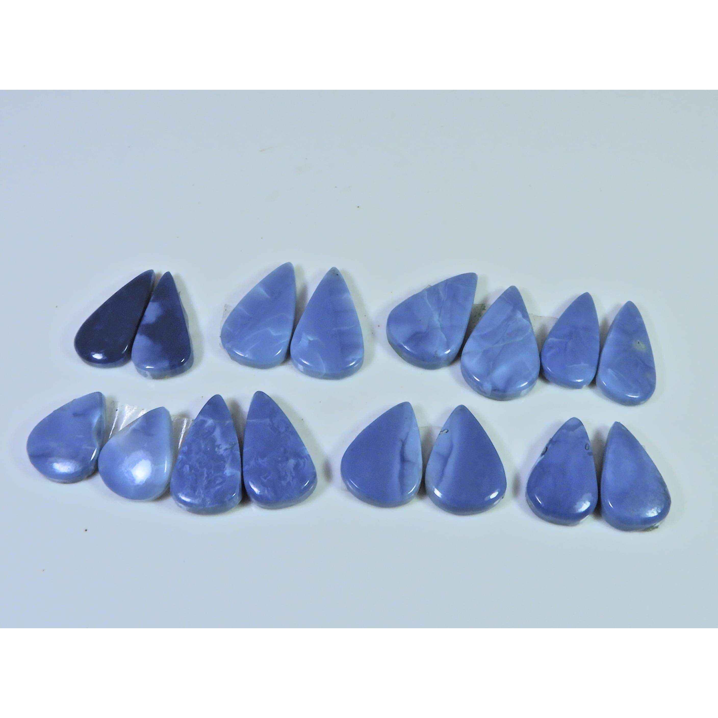 

Natural Blue Opal Matched Pair Pear Cabochon Loose Gemstone 08 Pair Lot C-2044