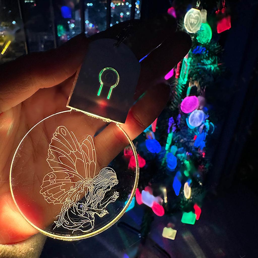 LED Keychain Novelty Night Light Key Chain Rings Christmas Festival Pattern Luminous Keyring for Outdoor Emergency Daily