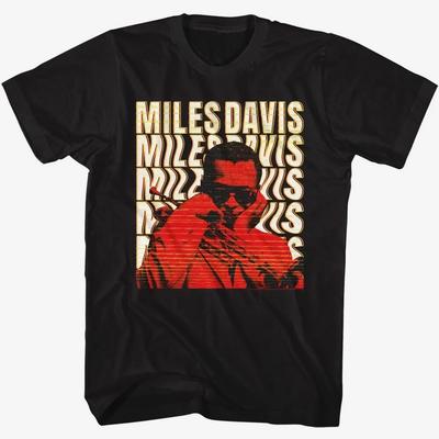 T-shirt Homme Miles Davis TEXTE DÉFORMÉ Jazz Blues Musique Nouveau Officiel Coton Noir T-shirt Unisexe