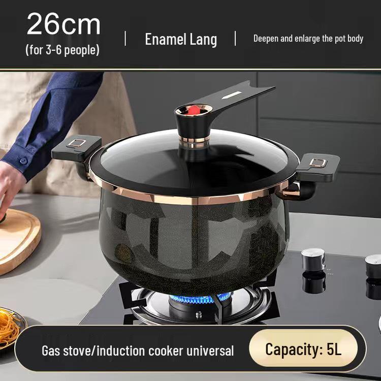 Large Capacity Non-Stick Enamel Pressure Cooker for Gas & Induction Stoves