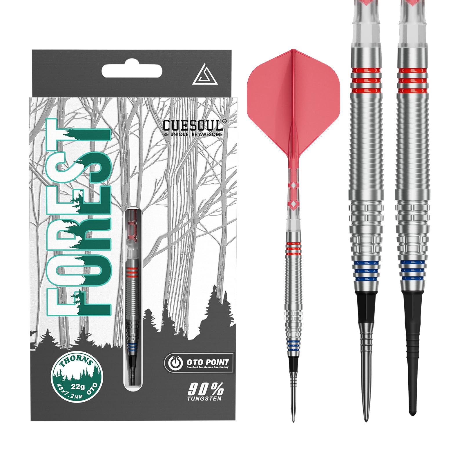 

CUESOUL Forest Ibara 21g 90% tungsten darts with OTO small thread tip, ROST T19 integrated flight CSFS-90M22KSLJ