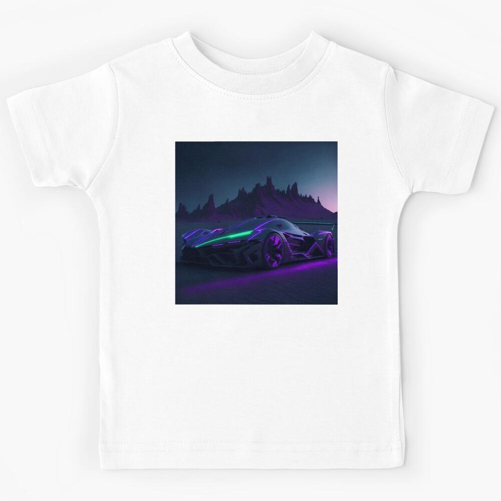Neon Fusion: A Striking Formula 1 Car Design with Cyberpunk Vibes Kids T-Shirt 160