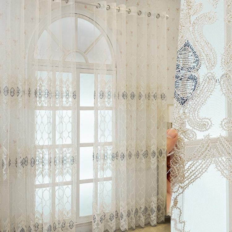 Modern High-end Luxury European-style Embroidered Gauze Curtains for Living Room Luxury Tulle Sheer Yarn Window Screens
