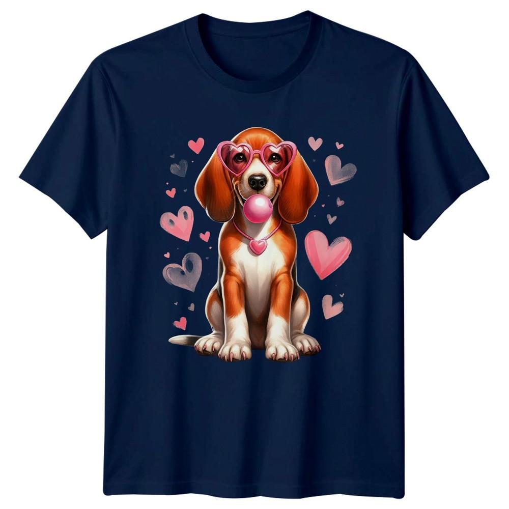 Beagle Dog Valentines Day Holidays Unisexs TShirt Unisexs Graphic Bubblegum Hearts