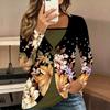 Tops for Women  Floral Print Long Sleeve Fake Two‑Piece Top Fall Casual Slim Pullover Women's Long Sleeve Top