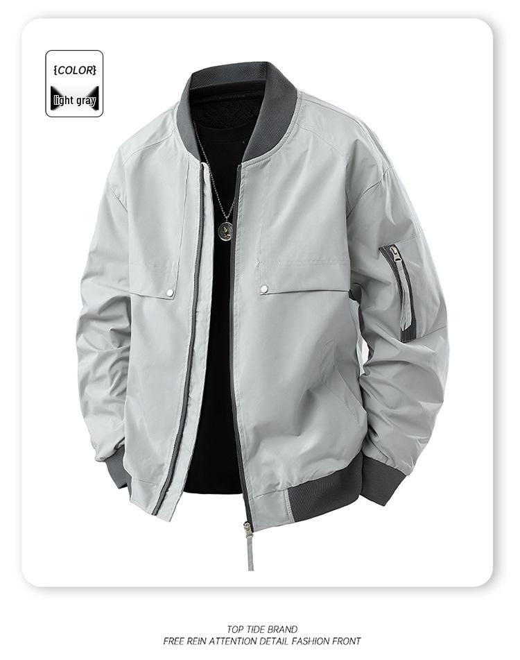 Men's Casual Loose Baseball Collar Workwear Jacket for Spring & Autumn Fashion