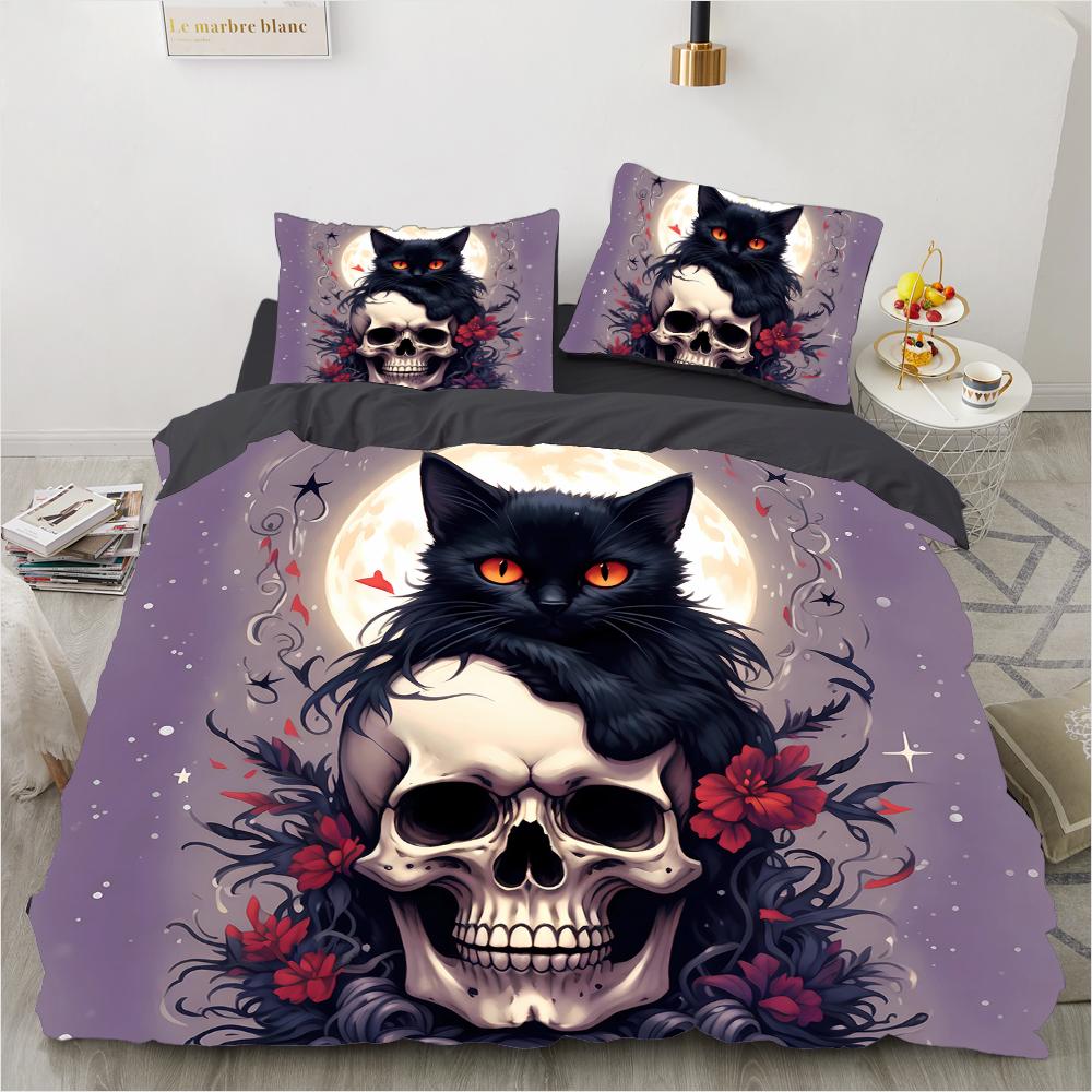 Skull Pattern 3D Print (Three Piece Set) Single Double Queen Quilt Cover Pillowcase Bedding Set