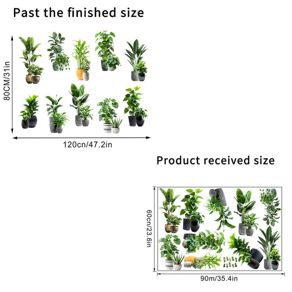 Self-Adhesive Plant Bonsai Wall Stickers Large Size Wall Mural Green Plants Wallpaper Living Room