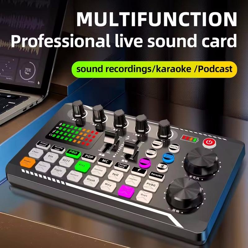 Professional Microphone Mic Bluetooth Sound Mixer Card For PC Condenser USB Wired Digital Live Wireless Soundcard Voice Changer