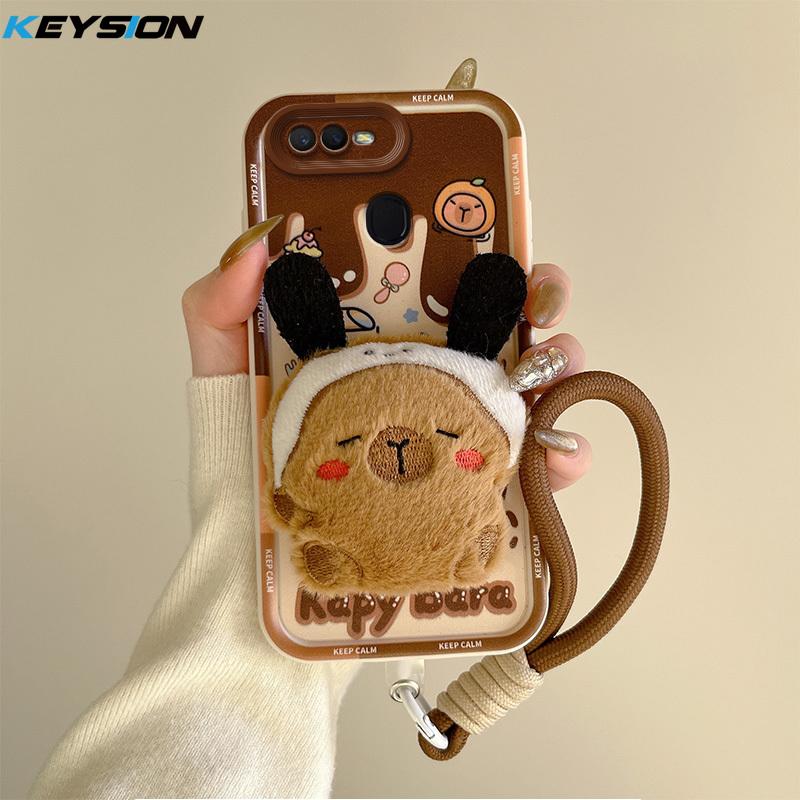 

KEYSION Милый 3D мультяшный плюшевый чехол для OPPO A5S A7 A12 со шнурком Мягкий силиконовый противоударный чехол для телефона OPPO A12 A7 A5S for OPPO A12