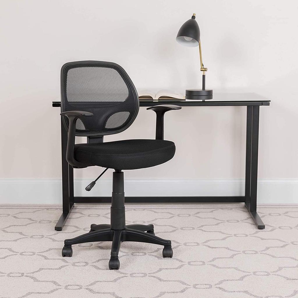 Flash Furniture Task Office Chair Black Mid Back Rotating Mesh Included X 61W X Cm Sitting Height Japanese Import T-Arm 53.3D 99.1H 43.82~55.88cm