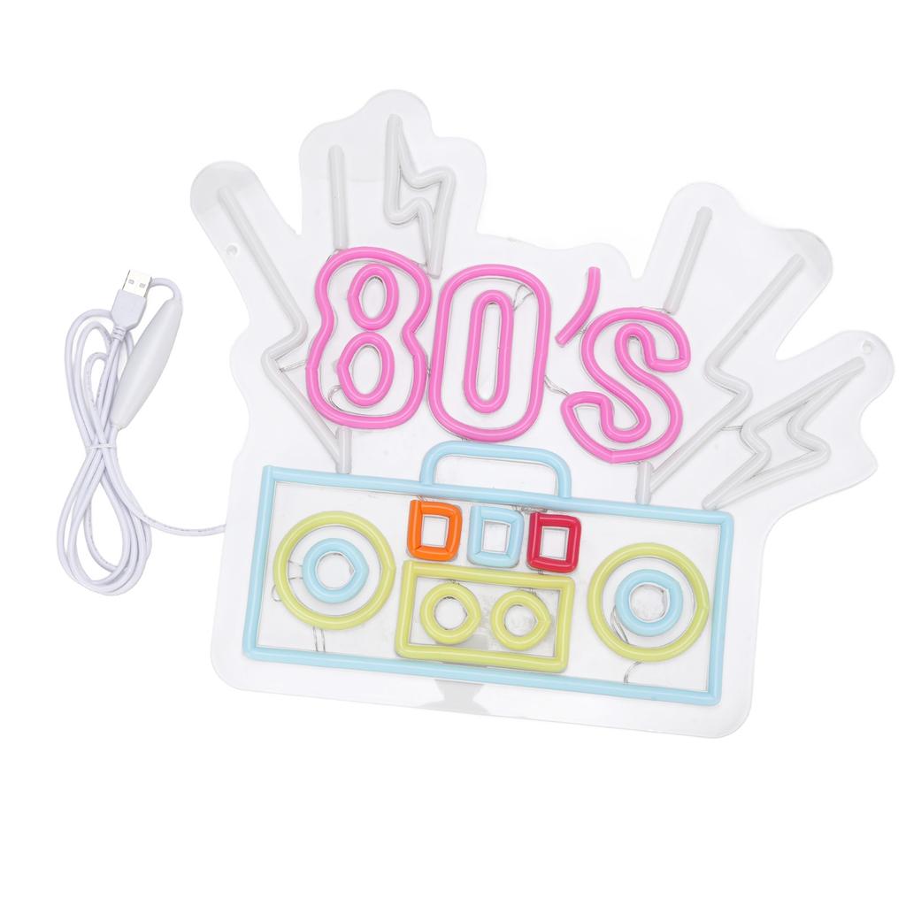 80 s Neon Sign Multi Color LED Strips Acrylic Panel 80 s Wall Decor for Bar Party Shop Cafe