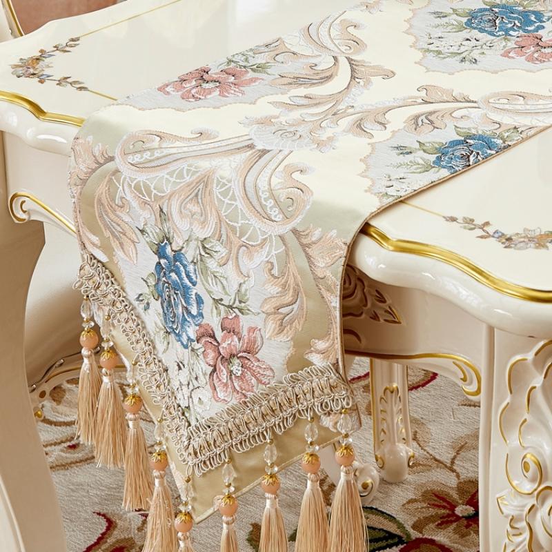 

Скатерть с большими узорами, китайский синий настольный флаг, чайный столик, закрывающая крышка шкафа для телевизора, ткань с кисточками 32*170cm