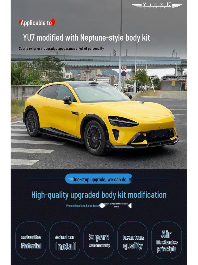 Xiaomi YU7 Neptune-Style Mods: Genuine Carbon Fiber Front Lip, Side Skirts, and Rear Lip