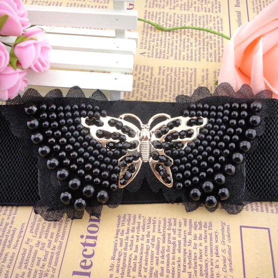 

Женское платье Милый декоративный пояс Большой бант Жемчуг Женский эластичный пояс-кушак Два размера extended 75cm чёрный