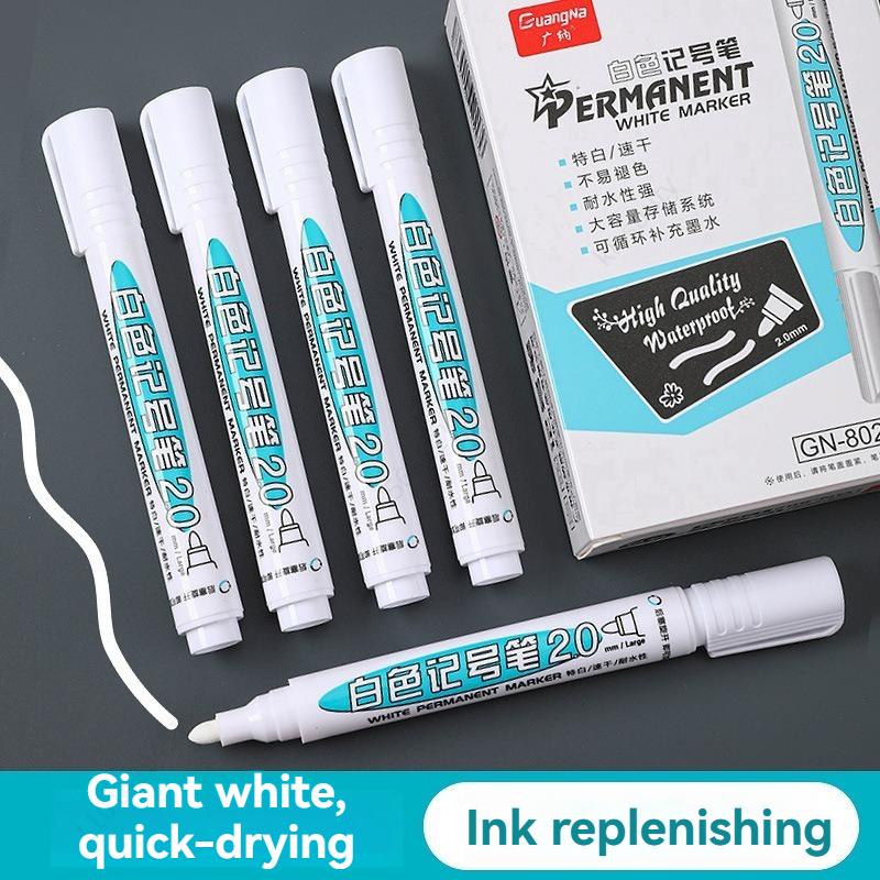 1-7PCS GuangNa 20ML White Ink Oily Marker Pen set Filling Paint White Markers for Painting Tyre Tread Waterproof Permanent Pens