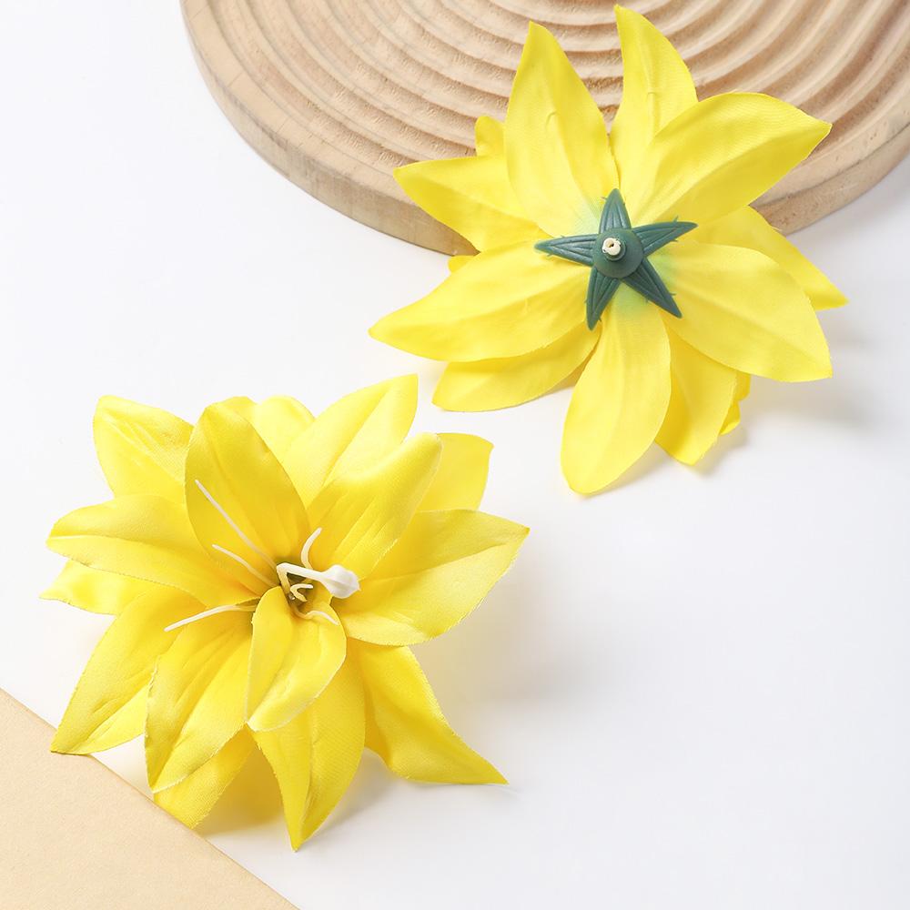 5/10Pcs Lily Artificial Flower Heads Hawaiian Silk Flower for Home Decoration Beach Holiday Wedding Girl Hair Accessories Decor