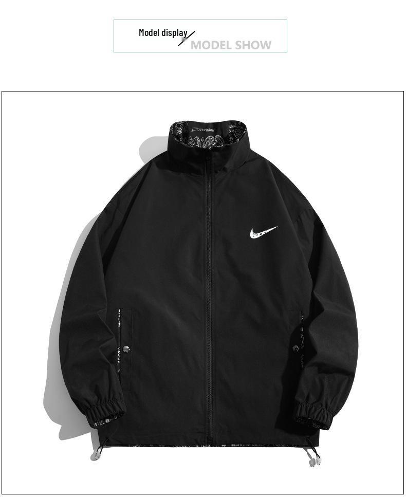 Men's 2024 Spring/Autumn Reversible Stand Collar Sports Jacket - Trendy Casual Windbreaker for Students and Couples