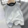 Boys' Trendy Contrast Color Sleeveless Cotton Top (Ages 6-15)