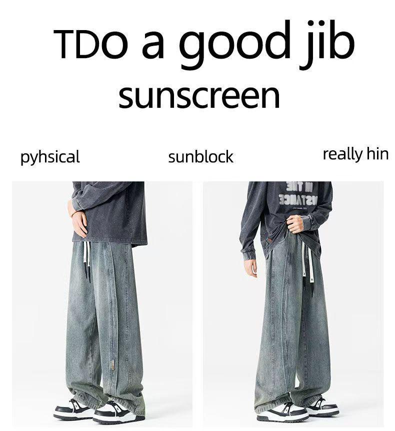 Longdafei Plus Size Men's Retro Straight Leg Jeans - Autumn/Winter Loose Fit Casual Pants