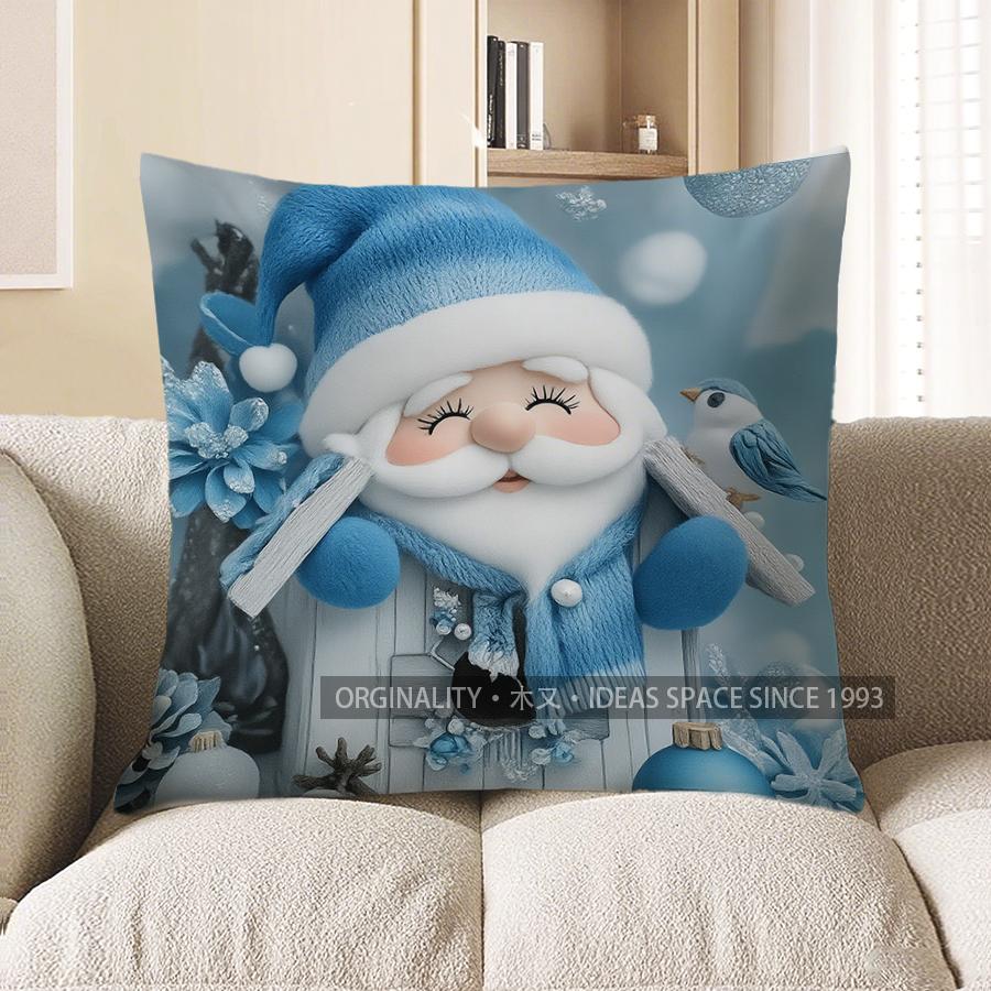 

Home Decor Snowman & Deer Winter-Themed Cushion Cover Pattern Cushion Cover Suitable For Sofa Bedroom Car Pillow Cover 40x40cm
