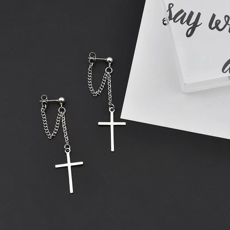 Cross Earrings And Earrings For Women, With A Cold And Niche Design, Fashionable Temperament, Sweet And Cool Earrings And Ear Accessories.