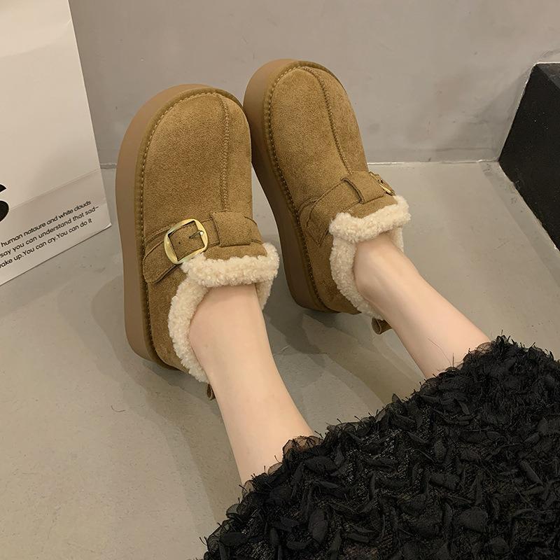 Thick-soled heightening velvet snow boots women's new winter shoes, warm wool cotton shoes
