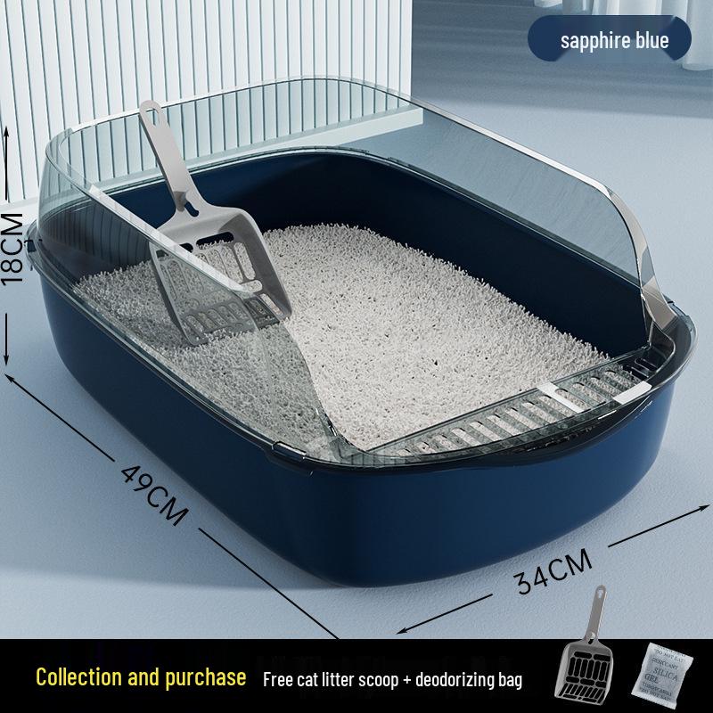 Extra Large Semi-Enclosed Cat Litter Box with Scoop