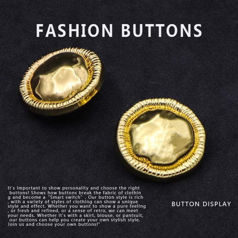 10Pcs Vintage Metal Buttons Round Gold High-End Exquisite Sweater Cardigan Top Woolen Suit Coat Buttons