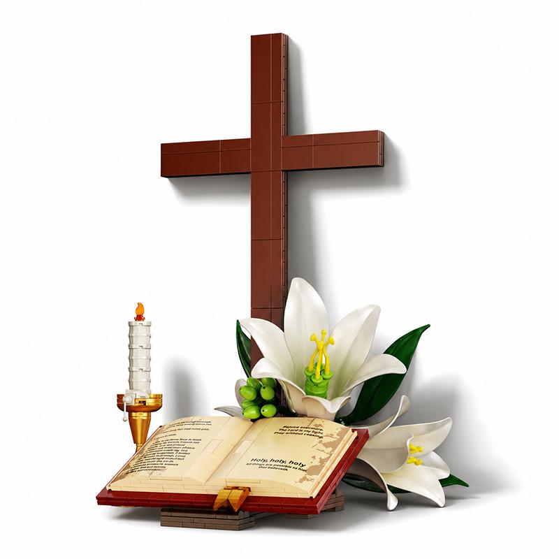 Holy Bible Cross Lily Flower MOC