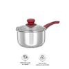 Stainless Steel Heavy Bottom Sauce Pan with Glass Lid|Three Layer Impact Forged Bottom for Durability|Premium Look with Soft Touch Handles&Knob