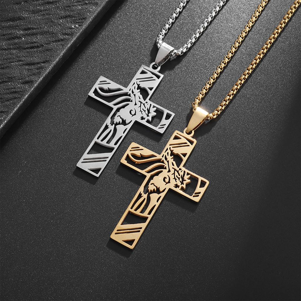 Religious Crucifix Pendant Necklace Adjustable Length Neckchain for Men and Women Stylish Faith Symbol Jewelry Accessory